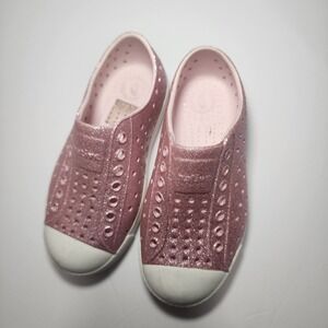 Native Shoes Girl's Glitter Pink Slip On Sneakers Size C10‎ Casual Cute